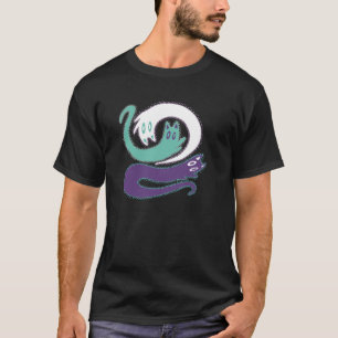 Ghost Cat Halloween Kitty Goth Mid Century Pullove T-Shirt
