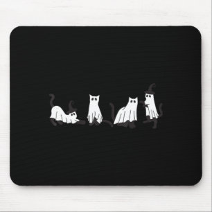 Ghost Cat Halloween Pumpkin Black Cat Halloween Mouse Pad