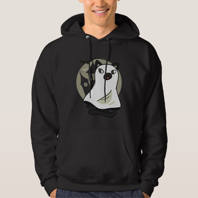 Ghost Cat  Halloween Schnuckel Graphic Hoodie (Front)