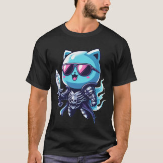 Ghost Cat Mythical Skull Armour with Sword & Shade T-Shirt