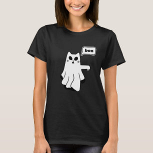 Ghost Cat of Disapproval Boo Thumbs Down T-Shirt