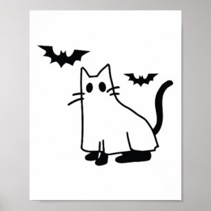 Ghost Cat Pocket Halloween Costume Men Women Kids  Poster