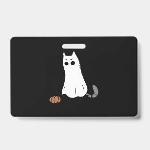 Ghost Cat Pumpkin Halloween ID Badge