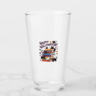 Ghost Cat Reading Books Lover Gifts Halloween Spoo Glass