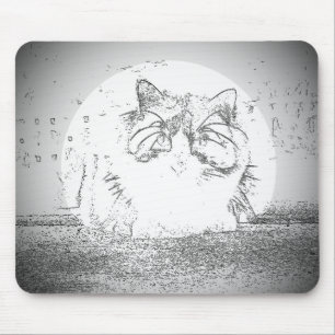 Ghost Cat Spotlight Mouse Pad