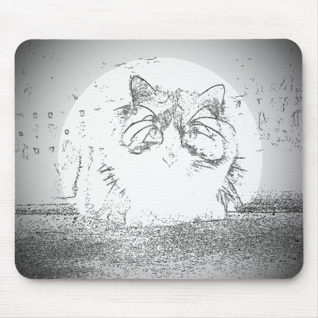 Ghost Cat Spotlight Mouse Pad (Front)