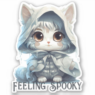 Ghost Cat Sticker - "Feeling Spooky"