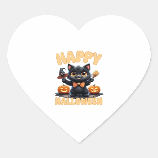 Ghost Cat Tee, Halloween Shirt, Spooky Cute, Unise Heart Sticker (Front)