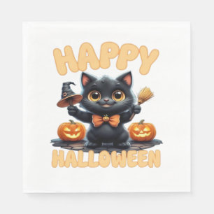 Ghost Cat Tee, Halloween Shirt, Spooky Cute, Unise Napkin