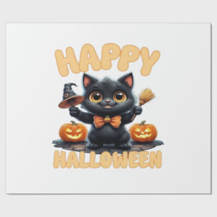 Ghost Cat Tee, Halloween Shirt, Spooky Cute, Unise Wrapping Paper