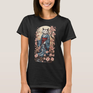 Ghost Cat With Kimono Japanese Yokai Folklore Desi T-Shirt