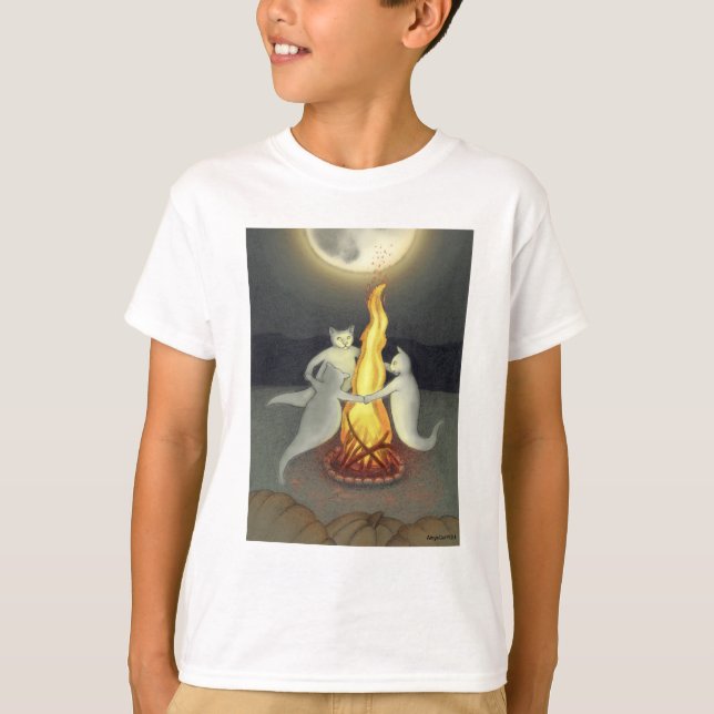 Ghost Cats Halloween Kids T-Shirt (Front)