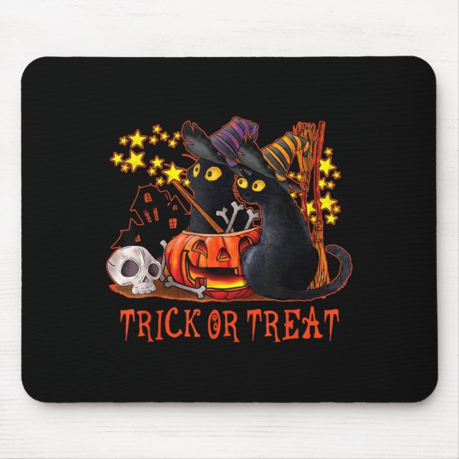 Ghost Cats Pumpkin Spooky Black Cat Mum Halloween Mouse Pad (Front)