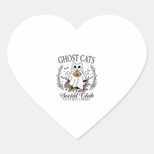 Ghost Cats Social Club Funny Fall Autumn Cat _2 Heart Sticker