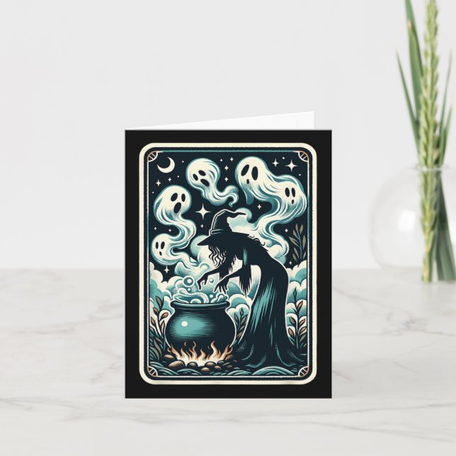 Ghost Cauldron Gothic Supernatural Tarot Card  (Front)