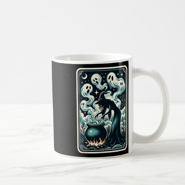 Ghost Cauldron Gothic Supernatural Tarot Card  Coffee Mug (Right)