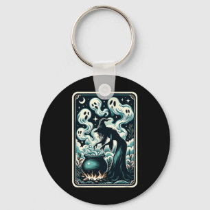 Ghost Cauldron Gothic Supernatural Tarot Card  Key Ring