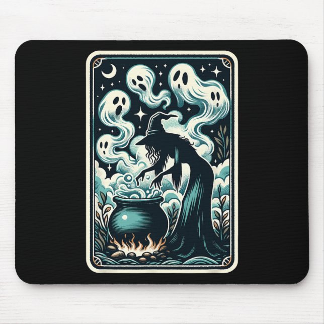Ghost Cauldron Gothic Supernatural Tarot Card  Mouse Pad (Front)