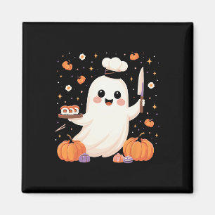 Ghost Chef With Sushi Tray Funny Halloween Spooky Magnet