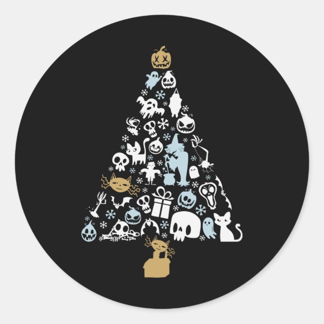 Ghost Christmas Tree Gift, Funny Ghost Costumes Classic Round Sticker (Front)