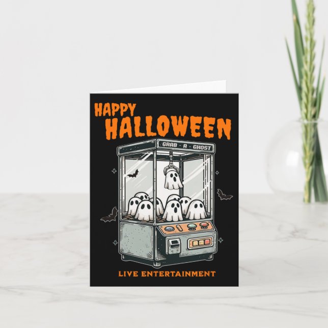 Ghost Claw Game Happy Halloween  Card (Front)