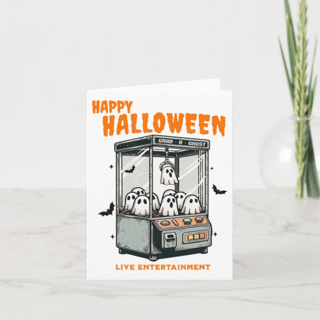 Ghost Claw Game Happy Halloween  Card (Front)