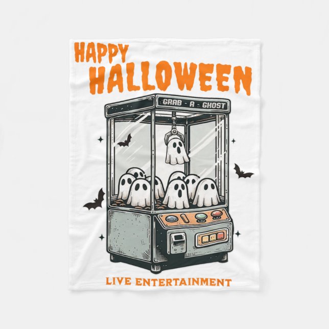 Ghost Claw Game Happy Halloween  Fleece Blanket (Front)