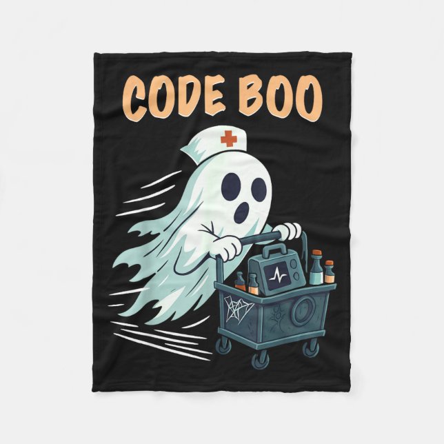 Ghost Code Boo In The Icu Nursing Gift For Hallowe Fleece Blanket (Front)