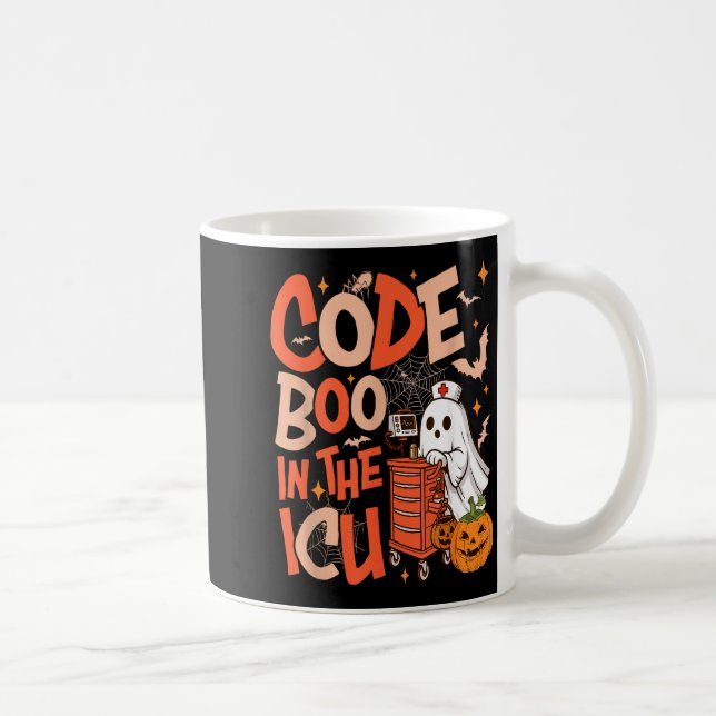 Ghost Code Boo In The Icu Nursing Nurse Halloween  Coffee Mug (Right)