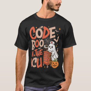 Ghost Code Boo In The Icu Nursing Nurse Halloween T-Shirt
