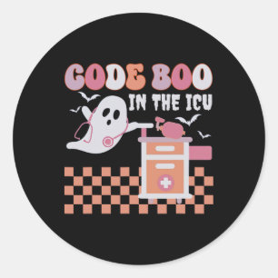 Ghost Code Boo In The Icu Nursing Rn Halloween Cos Classic Round Sticker