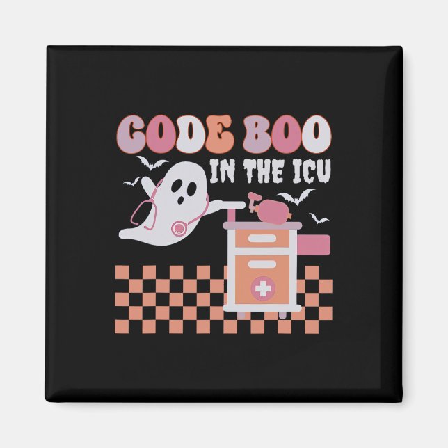 Ghost Code Boo In The Icu Nursing Rn Halloween Cos Magnet (Front)