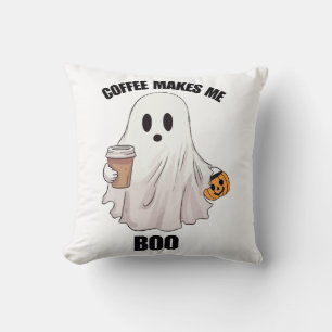 Ghost Coffee Halloween Funny Cushion