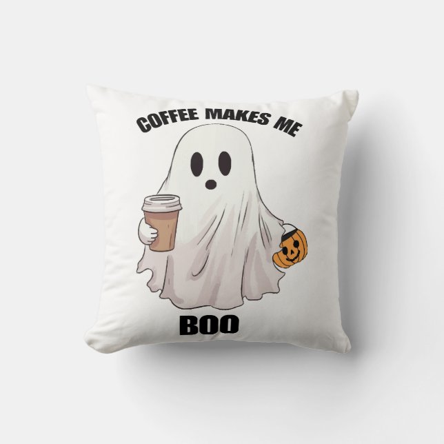 Ghost Coffee Halloween Funny  Cushion (Front)