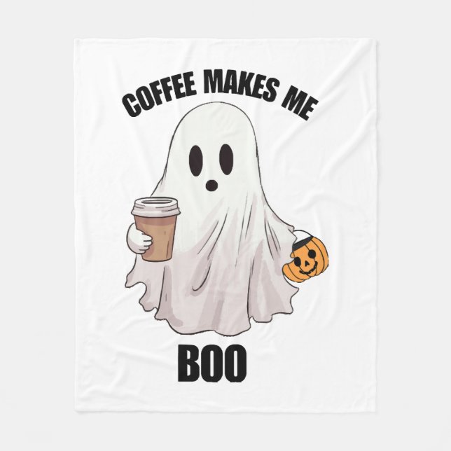 Ghost Coffee Halloween Funny  Fleece Blanket (Front)