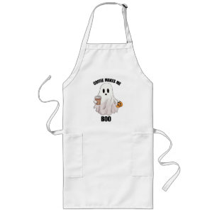 Ghost Coffee Halloween Funny Long Apron