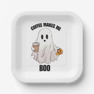 Ghost Coffee Halloween Funny Paper Plate