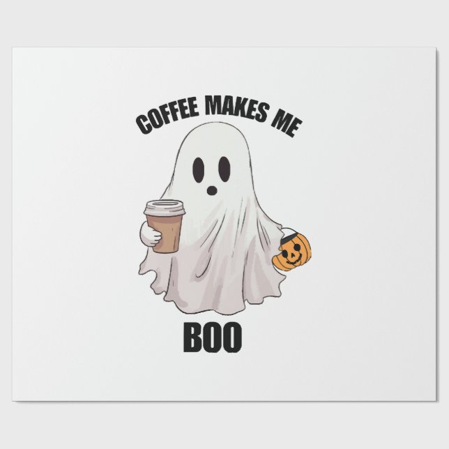Ghost Coffee Halloween Funny  Wrapping Paper (Flat)