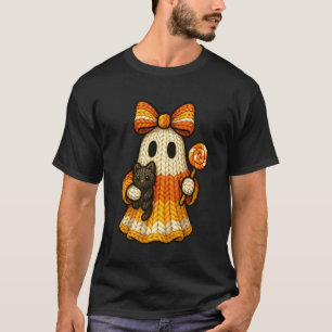 Ghost Coquette Black Cat Knitting Crocheting Yarn T-Shirt