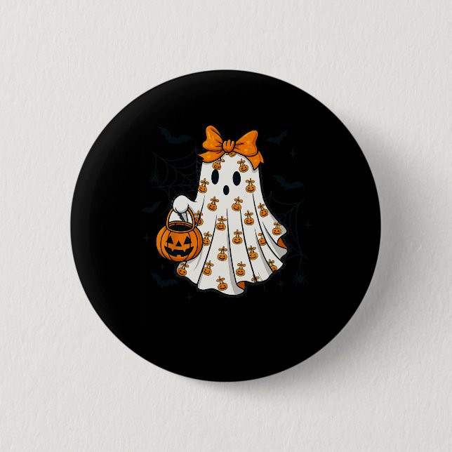 Ghost Coquette Spooky Halloween Pumpkin Treat Or T 6 Cm Round Badge (Front)