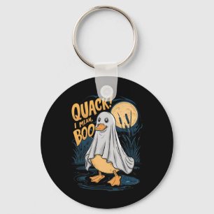 Ghost Costume Cute Duck Quack I Mean Boo Spooky Ha Key Ring