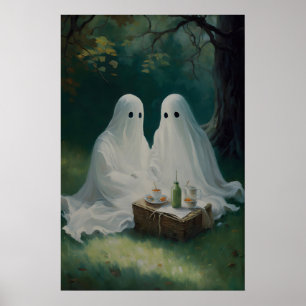 Ghost Couple Picnic Art Print Dark Academia Gothic