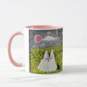Ghost Couple with Flowers Art Mug