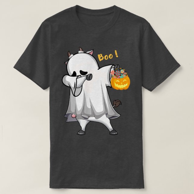 Ghost Cow Funny Boo Halloween Men Women Farmer Pum T-Shirt (Design Front)