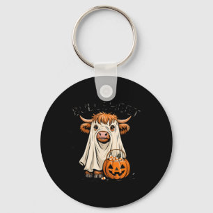 Ghost Cow Funny Halloween Spooky Moo Animal Key Ring
