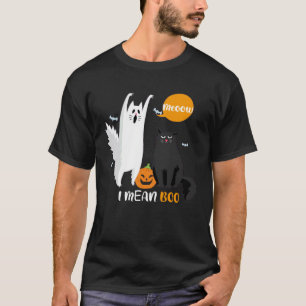 Ghost Cow Meow I Mean Boo Moon Halloween 2021 Cat T-Shirt