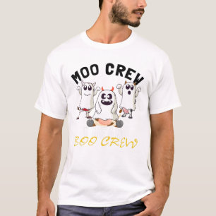 Ghost Cow Moo Crew I Mean Boo Funny Halloween Cow T-Shirt