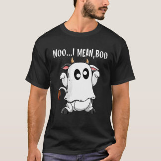 Ghost Cow Moo I Mean Boo Funny Pumpkin Farmer Hall T-Shirt