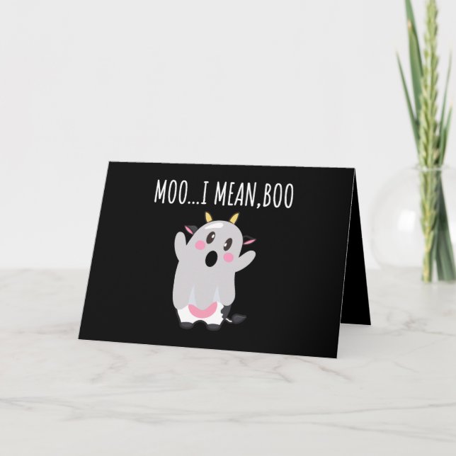Ghost Cow Moo I Mean Boo Halloween Gift Card (Front)