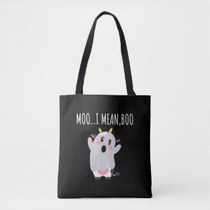 Ghost Cow Moo I Mean Boo Halloween Gift Tote Bag